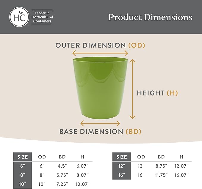 The HC Companies Aria Round Self-Watering Pot - Lightweight Plastic Planter for Herbs & More - Durable Plant Pots for Indoor Plants & Outdoor Plants (10" Matte White, Pack of 2)