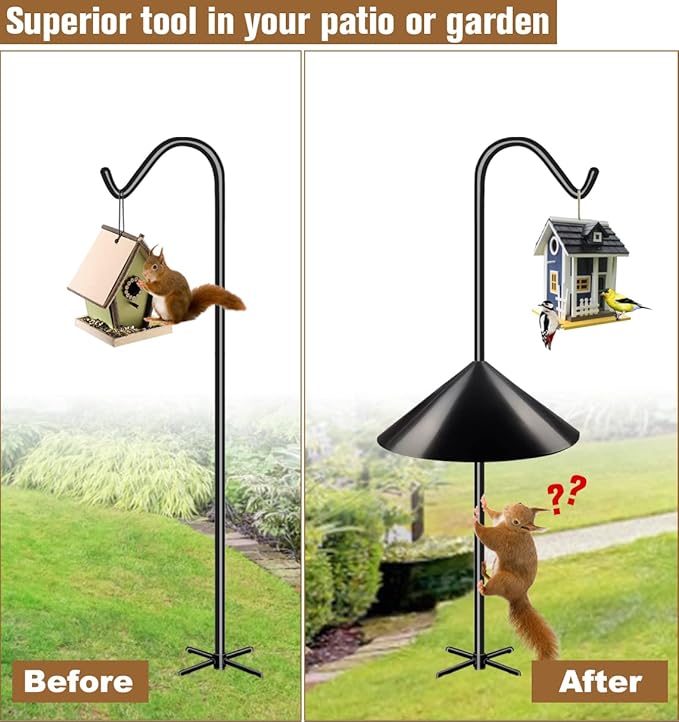 Garbuildman Squirrel Baffle for Bird Feeder Pole, Outside Pole Mount Bird House Guard for Outdoor Shepherd’s Hook, 19 Inch Diameter, 2 Packs