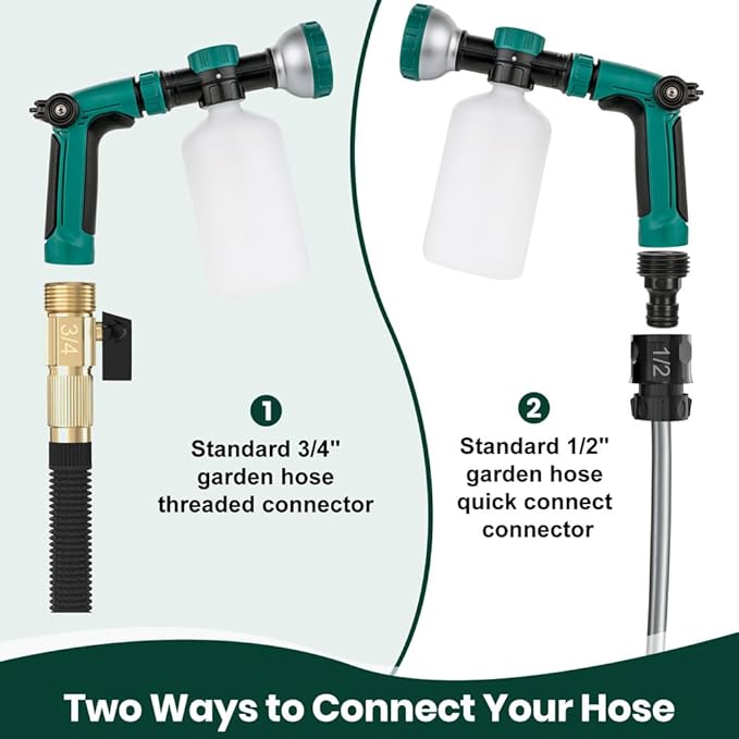 VENETIO 8-Dial Hose-End Sprayer Pro with Quick Connector for Liquid Fertilizer | Lawn and Garden Nozzle Spreader for Uniform Fertilizing, Pet Washing and Outdoor House Cleaning, 34oz Dispenser Bottle