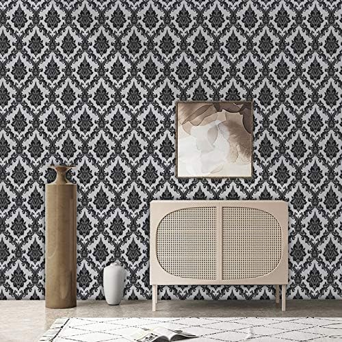 17.7" x 78" Peel and Stick Wallpaper Black Wallpaper