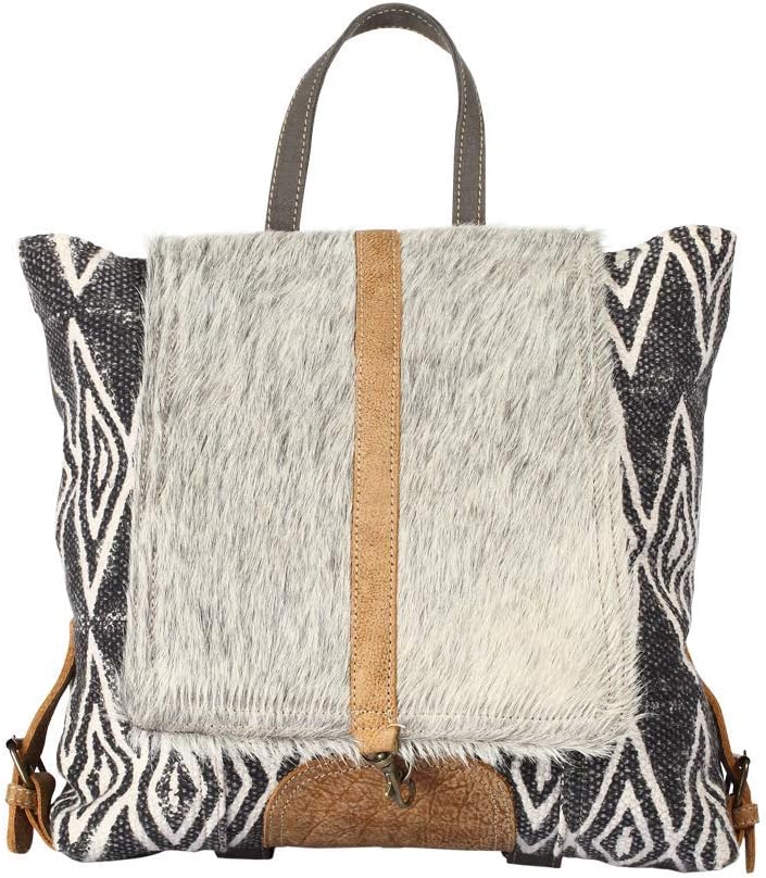 Myra Bag Grizzle Cowhide & Upcycled Canvas Backpack S-1205
