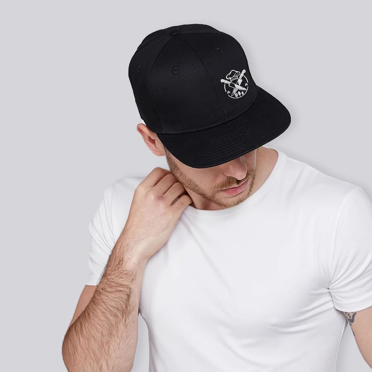 Skiennix Skull Baseball Cap - Embroidered Flat Bill Snapback Hat for Men & Women - Black Trucker Style