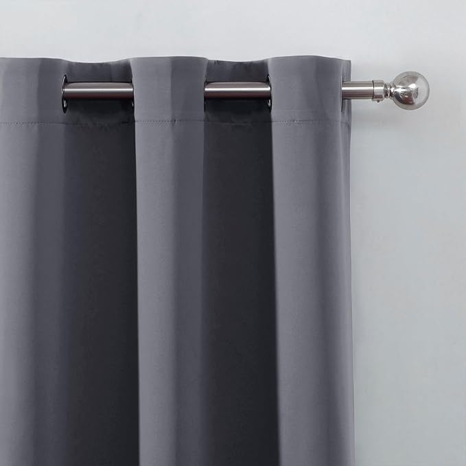 LEMOMO Grey Blackout Curtains 42 x 72 Inch Length/Set of 2 Curtain