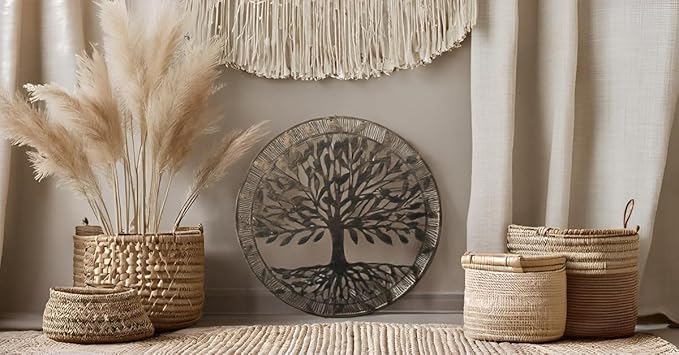 Leutsbyone Decorative Metal Tree of Life Wall Art, Nature-Inspired Indoor Outdoor Decoration,24 inches,Copper