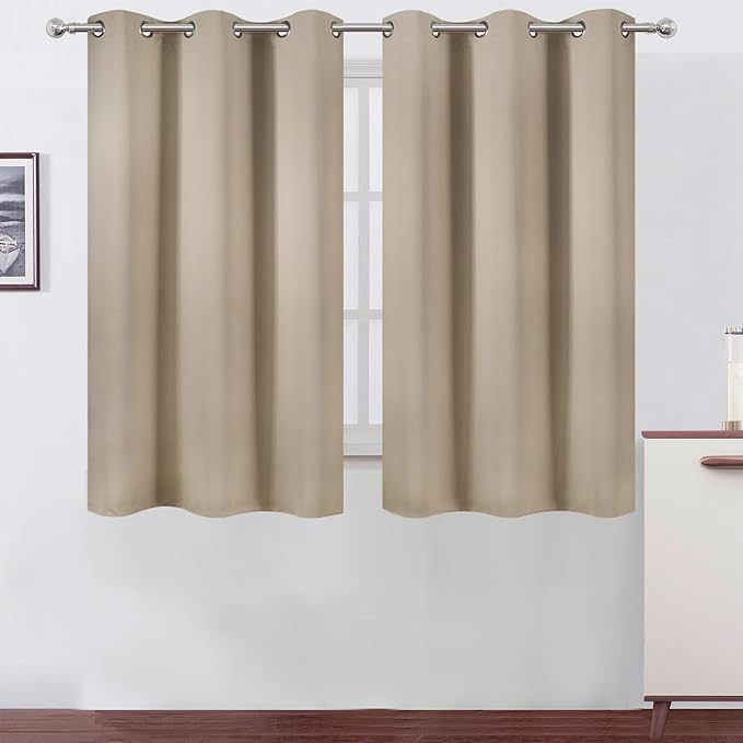 LEMOMO Khaki Blackout Curtains/38 x 54 Inch/Set of Two Panels Grommet Living