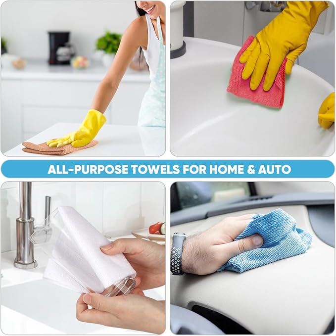 AIDEA Microfiber Cleaning Cloth Roll, 55 Sheets Shop Towels Washable, Microfiber Towels for Cars, Shop Rags Reusable Paper Towel for Automotive, Workshop, House, Kitchen, Cleaning Supplies11??9" Coffee