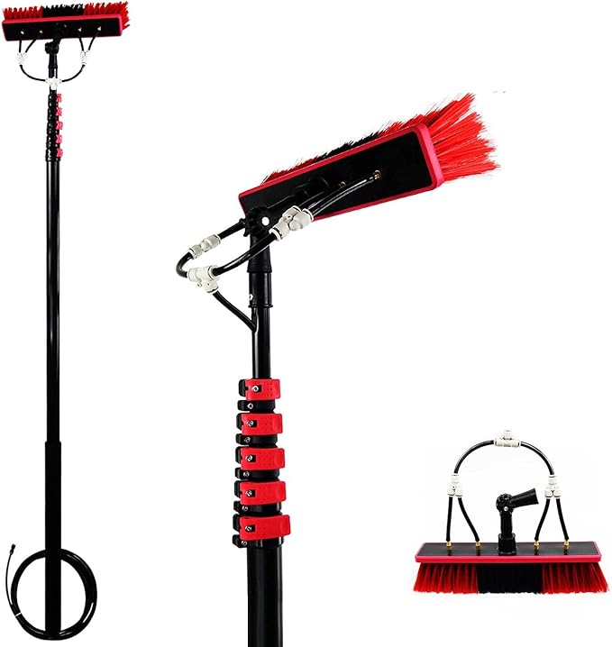 Extendable Window Cleaning kit Telescopic Brush 36ft/10.8M Water Fed Extendable Brush, Cleaning Photovoltaic and Solar Panels Window Clean Extendable Cleaner Conservatory