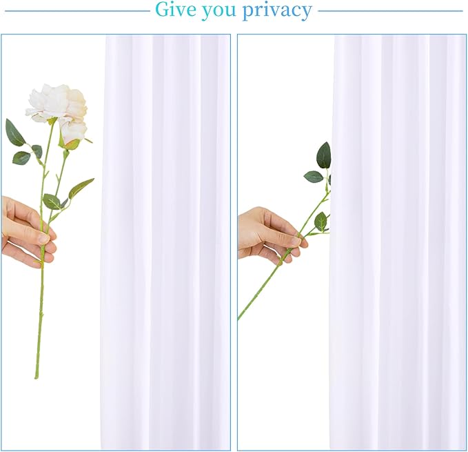 6 Panels White Backdrop Curtain for Parties Wedding Wrinkle Free White Photo Curtains Backdrop Drapes Fabric Decoration for Baby Shower 30ft(W) x 10ft(H)