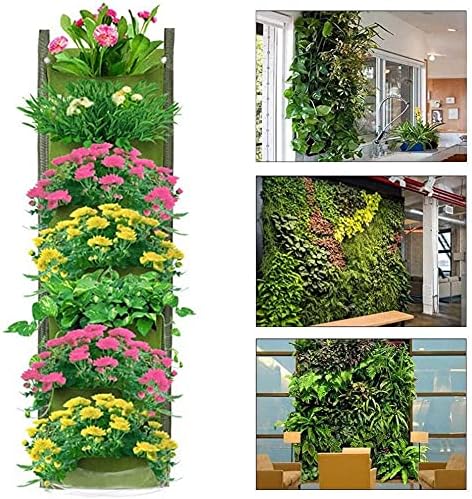 LITLANDSTAR Hanging Planter Bags, 2 Pack 7 Pocket Hanging Vertical Wall Planter