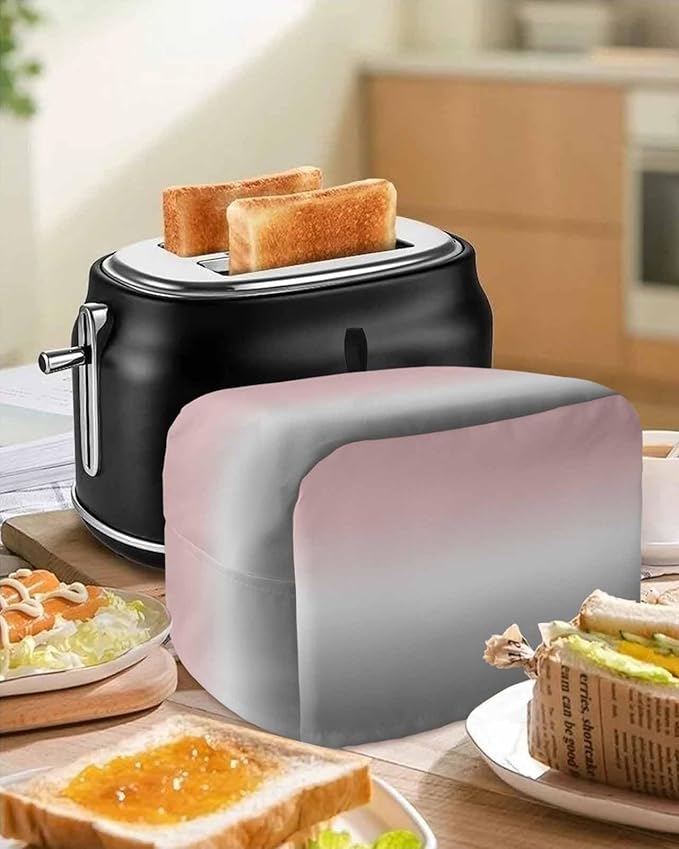 Toaster Cover 4 Slice Pink and Grey Ombre Toaster Oven Cover with Pockets Gradient Gradual Color Dustproof Bakeware Protector Small Kitchen Appliance Dust Covers and Fingerprint Protection for Women