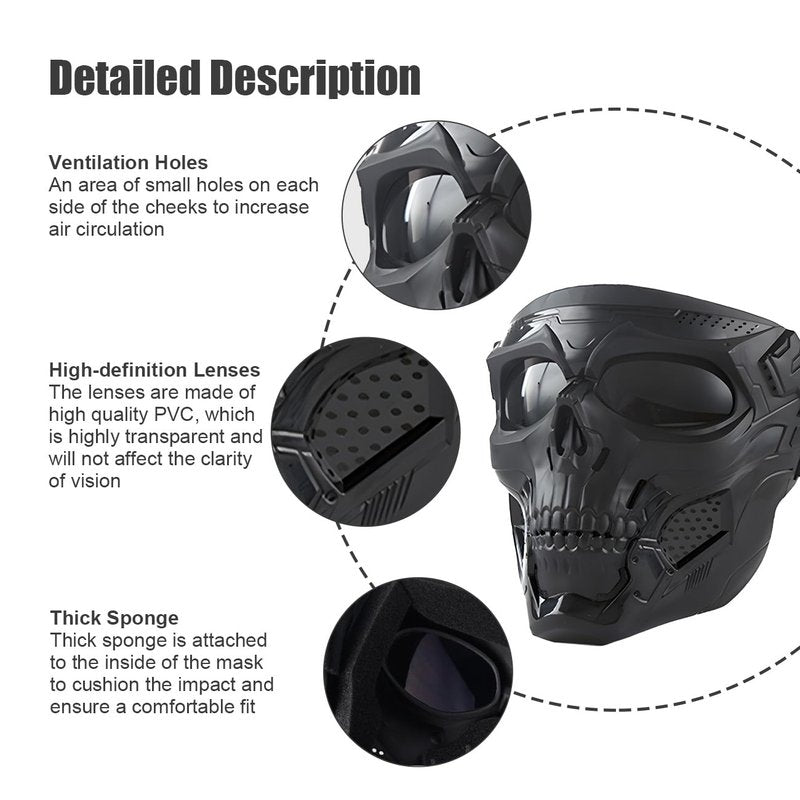 Motorcycle Helmet Riding Goggles Glasses Anti Fog Face Mask Dirt Bike ATV Motocross Eyewear (Black, Black Lens)