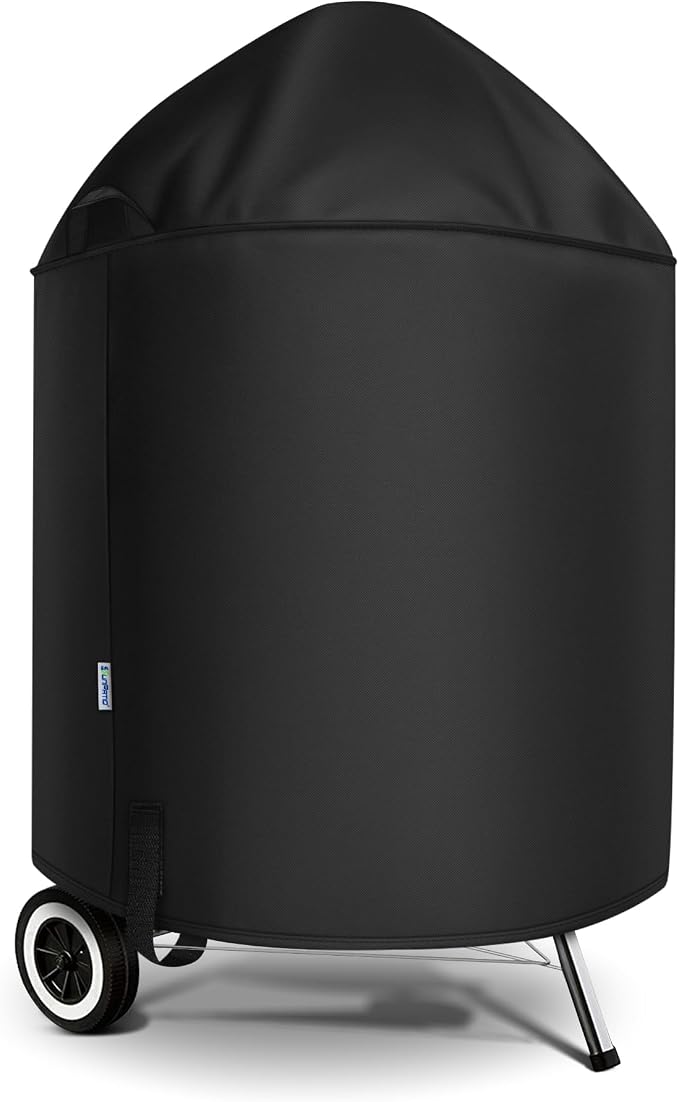 SunPatio Heavy Duty Waterproof Grill Cover Compatible for Weber, Big Green Egg, Char-Broil 22 Inch Charcoal Kettle Grills, Outdoor FadeStop BBQ Cover, Compared to Weber 7150, 27.5" Dia x 38" H
