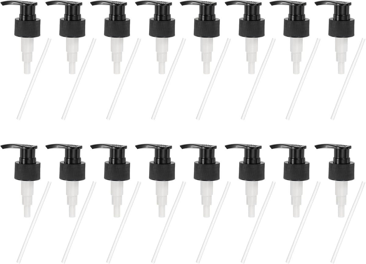 uxcell 16 Pcs Soap Dispenser Pump Heads Soap Dispensers Top Pumps Replacement Switch Pumphead for Standard 24/419 Neck Size Lotion Shampoo Bottle, Black