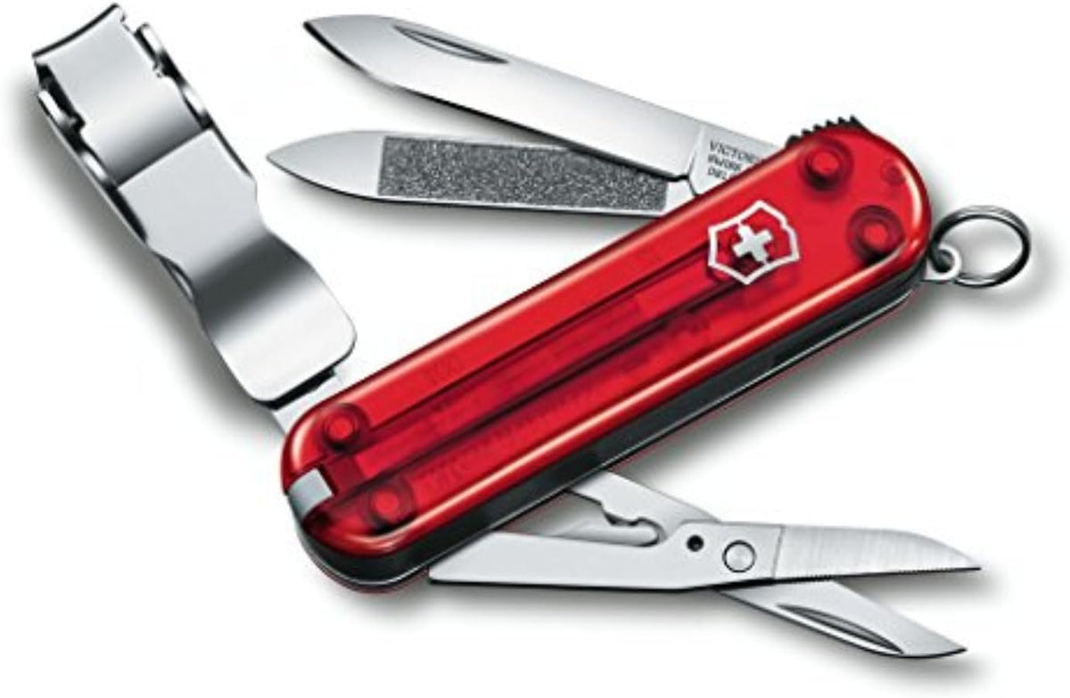 Victorinox Nail Clip 580 Multi-Tool - 8 Functions, Swiss Made with Nail File & Cleaner - Ruby
