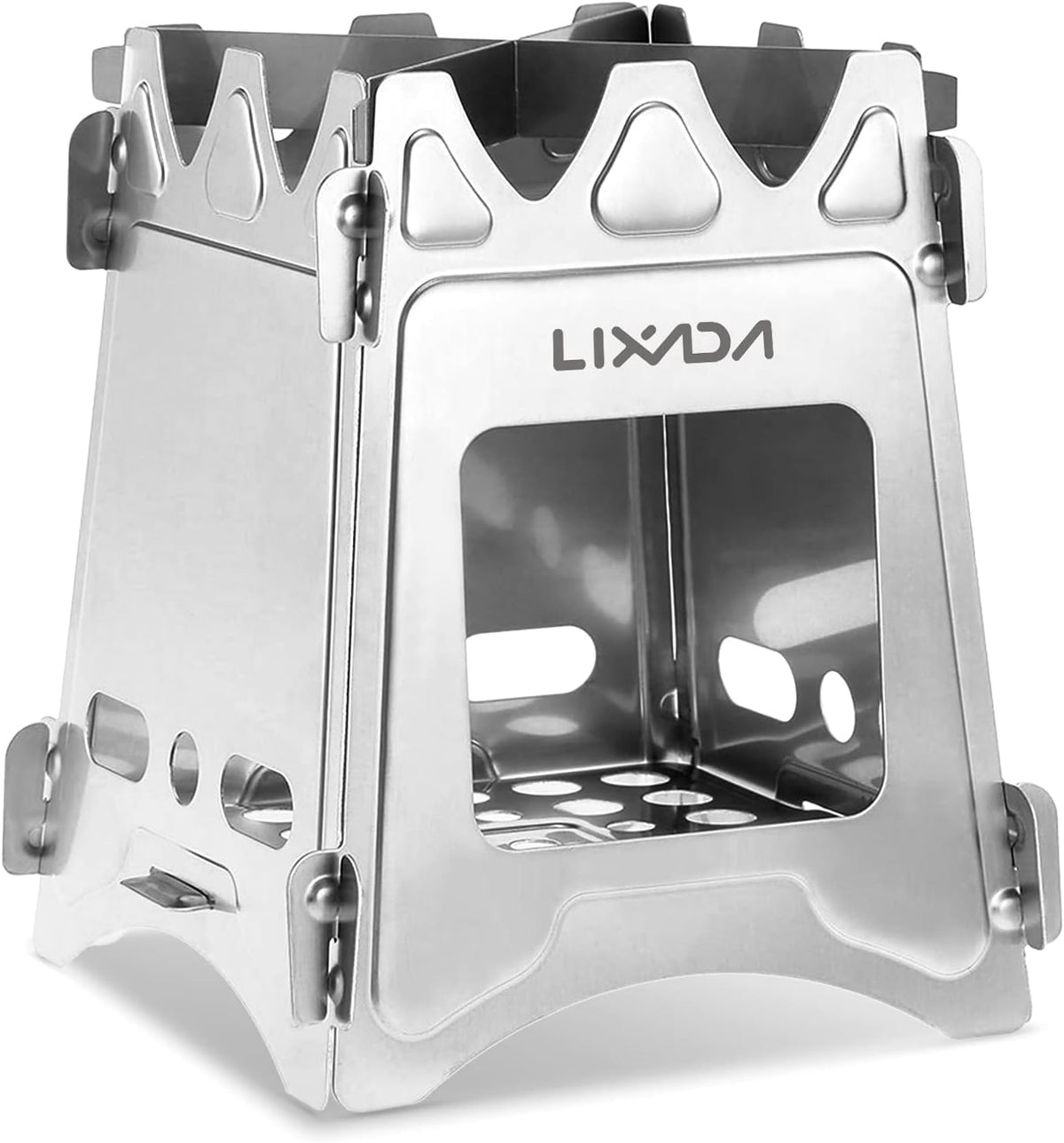 Portable Stainless Steel Camping Wood Stove - Lightweight Folding Backpacking Stove for Outdoor Cooking, Hiking, BBQ