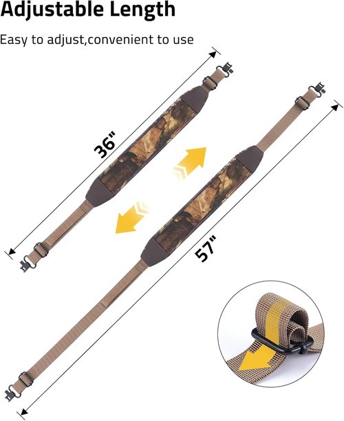 CVLIFE Rifle Sling - Adjustable Two Point Design with Wide Neoprene Padding & Metal Swivels