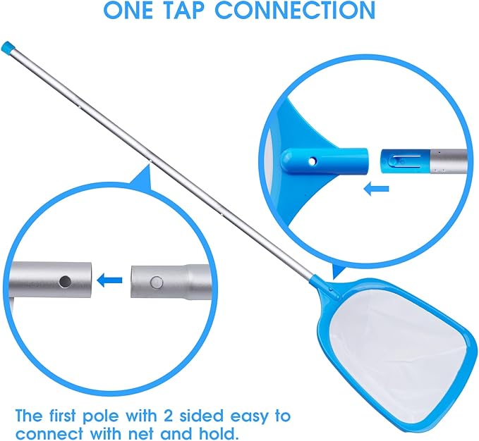 Hot Tub Skimmer Spa Net with 5ft Aluminum Pole Ultra Fine Mesh Net Handy Leaf Skimmer for Small Above Ground Pools Pick Up Fine Debris Lightweight Net