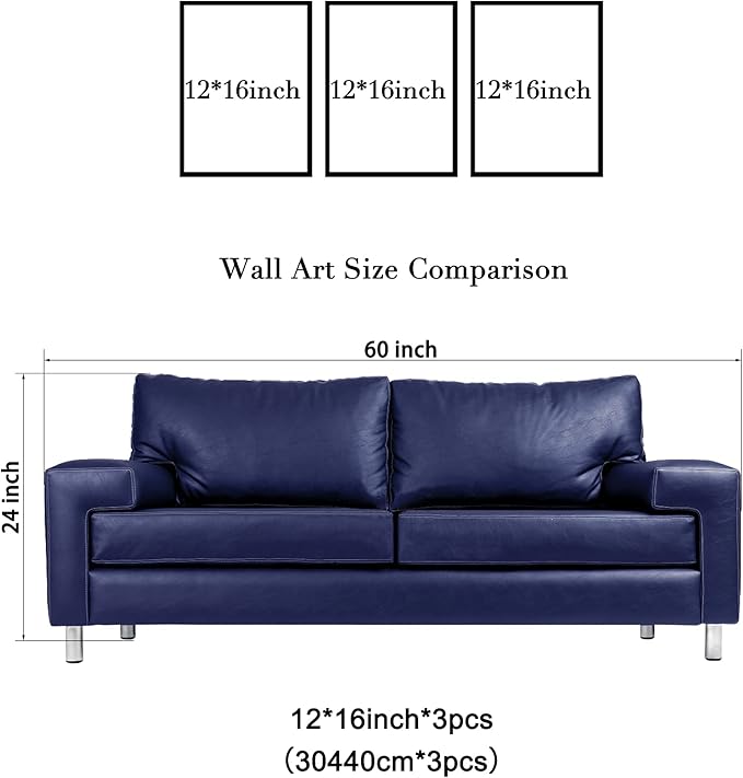 Wieco Art 3 Panel Blue Beach Canvas Wall Art