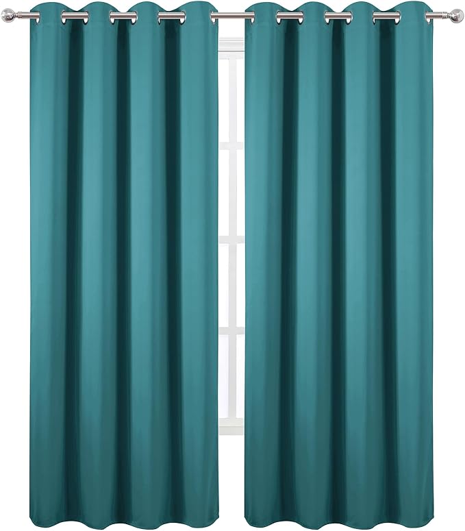 LEMOMO Blackout Curtains 52 x 120 Inch Long Sea Teal Curtains Set of 2 Panels
