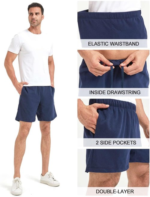 Liloak Men's Cotton Athletic Shorts - Multipack of 7 | Soft Casual Gym & Lounge Shorts with Pockets