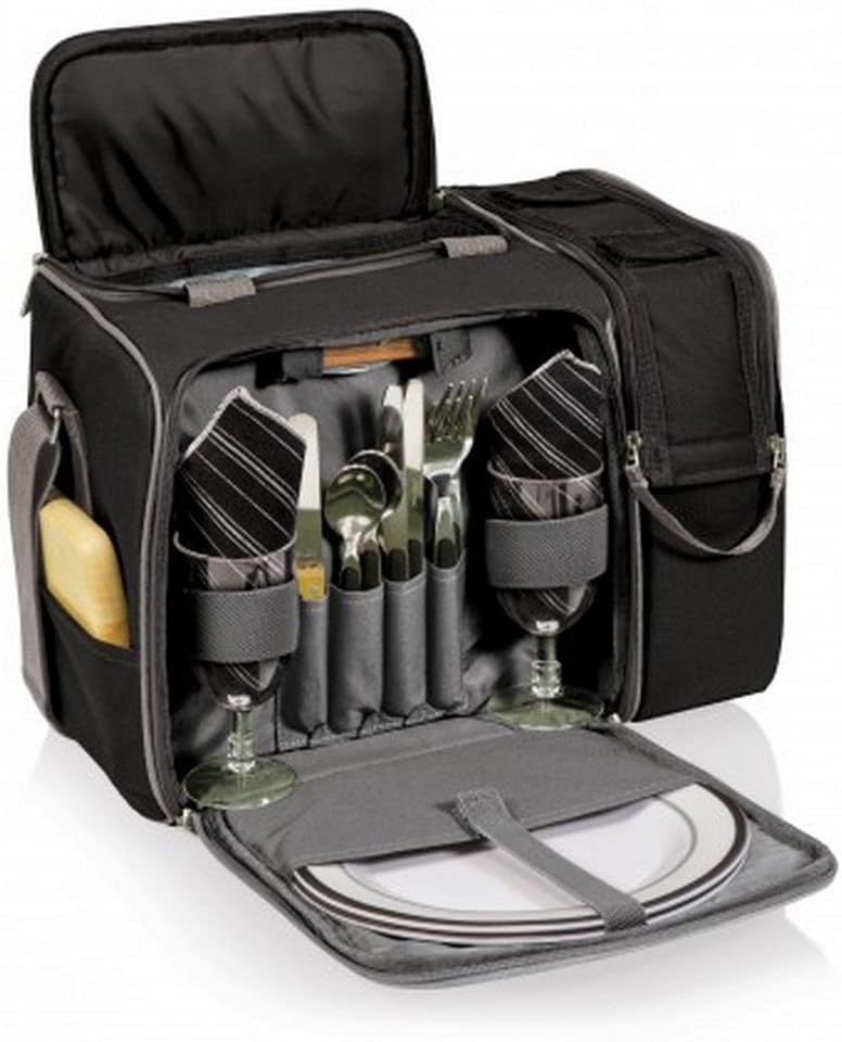 NCAA Malibu Cooler Picnic Basket - Insulated Tote with Complete Picnic Set