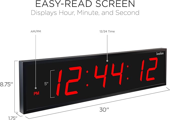 Ivation Oversized Large Digital Wall Clock