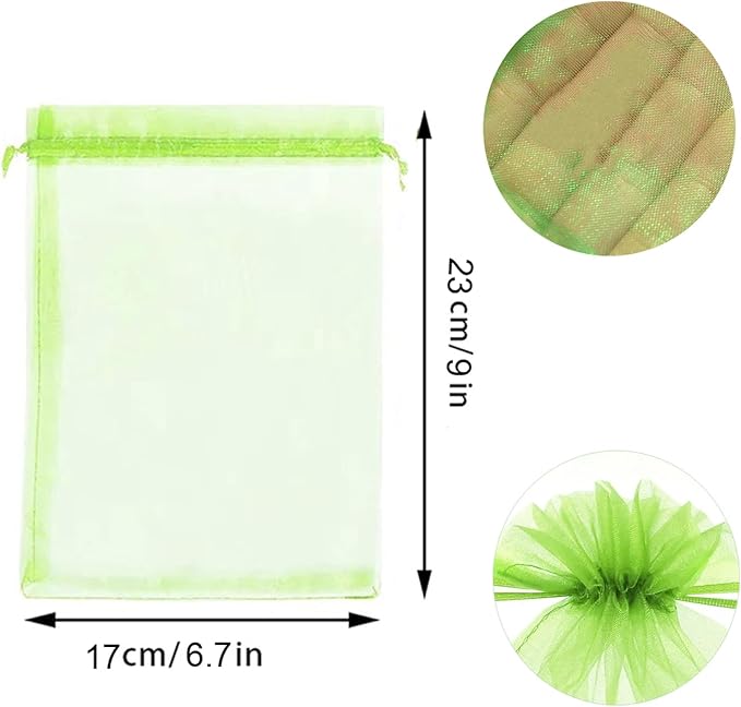 30 Pcs 6.7''×9'' Drawstring Fruit Netting Bags, Reusable Garden Netting Bags, Medium Fruit Protection Bags, Fruit Cover Mesh Bag for Fruit Trees Vegetable Floral