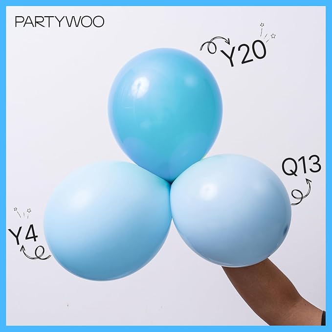 PartyWoo Baby Blue Balloons 50pcs 5 Inch Small Mini Light Pastel Sky Aqua Blue Balloons for Graduation Baby Shower Gender Reveal Weddings Easter Birthday Bachelorette Party Decorations Blue-Q13