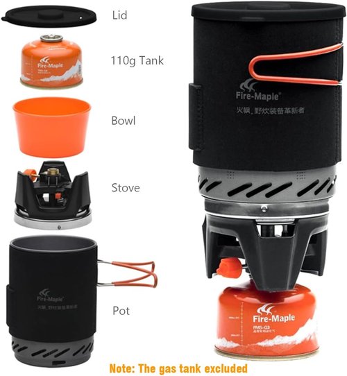 Fire-Maple Fixed Star 1 Camping Backing Stove Cooking System with Camp Pot Portable Propane Gas Stove Burner