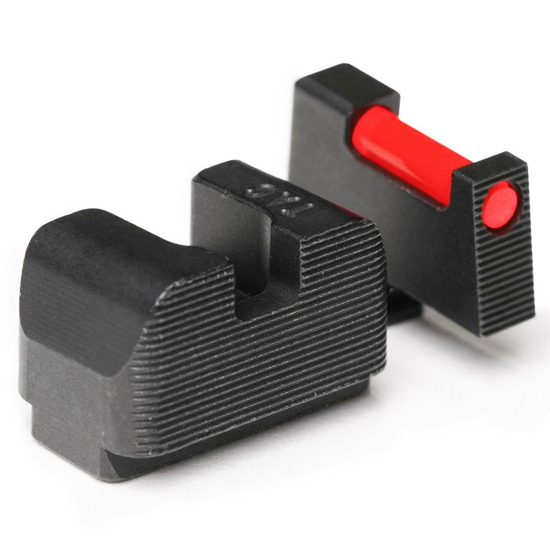 TAG PRECISION Optics Ready Gun Sights Compatible with Glock 10MM/.45 ACP | Durable CNC Machined Steel Nitride Coated Front & Rear Handgun Sights with Easy Customization | Fiber Front, Plain Rear (TSH)