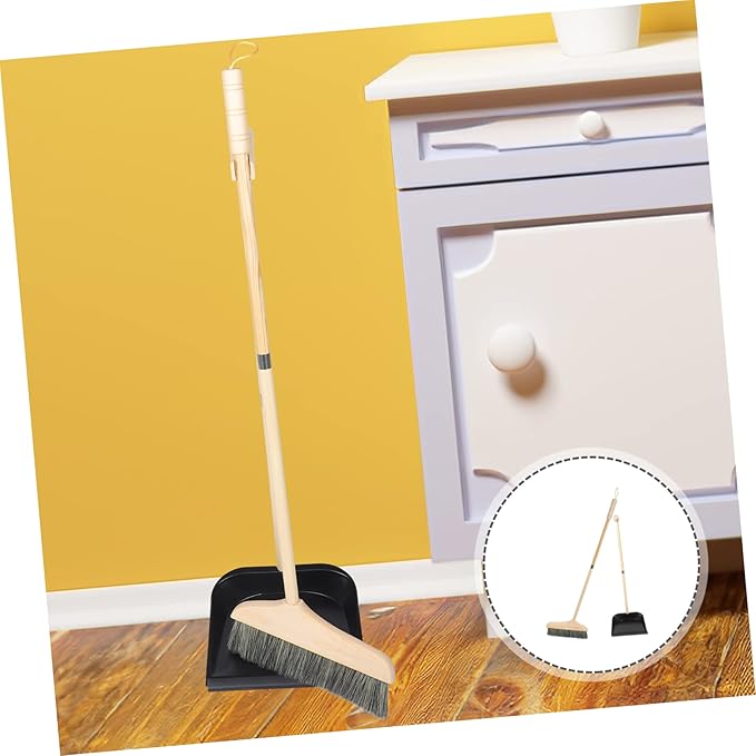 1Set Broom and Dustpan with Long Handle Durable Household Cleaning Tool for Home Office Kitchen Easy to Use Dustpan and Brush for Efficient Garbage Collection