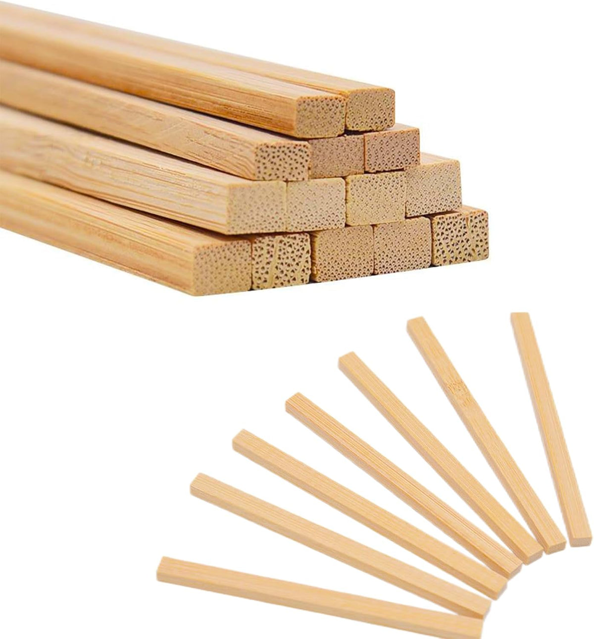 1/2 x 12 Inch 50 PCS Square Dowel Rods Wood Sticks Wooden Dowel Rods Unfinished Bamboo Sticks - for Crafts,Home Decor, Model Making and DIYers