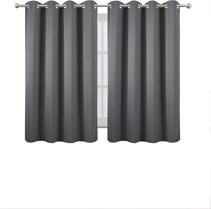 LEMOMO Blackout Curtains 66 x 54 Inch Long Frost Grey Curtains Set of 2 Panels