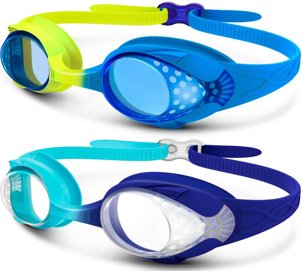 OutdoorMaster Kids Swim Goggles - Quick Adjustable Strap for Comfortable Swimming | 2 Pack