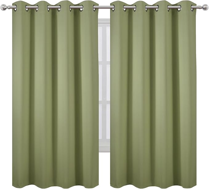 LEMOMO Sage Green Blackout Curtains 66 x 63 Inch Length/Set of 2 Curtain