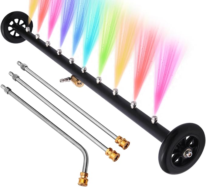Upgrade 2-in-1 35" Dual-Function Undercarriage Pressure Washer Cleaner, Surface Cleaner for Power Pressure Washer Attachment， Underbody Car Wash Water Broom with 3 Pieces Extension Wand, 4000 PSI