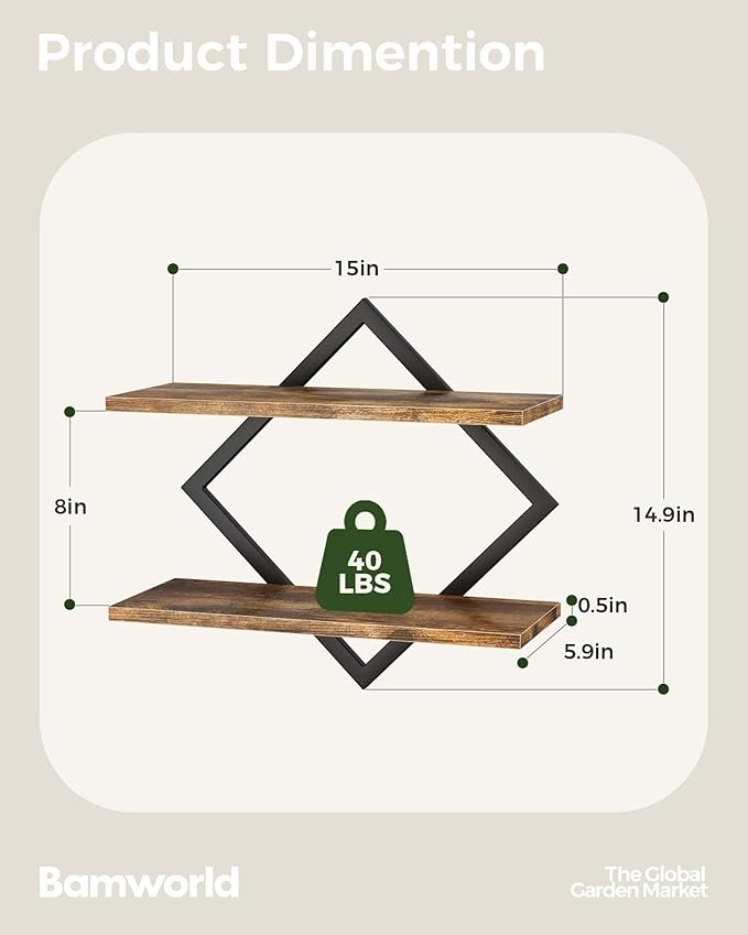 Bamworld Floating Shelves for Wall Planters for Indoor Plants Hanging Shelves