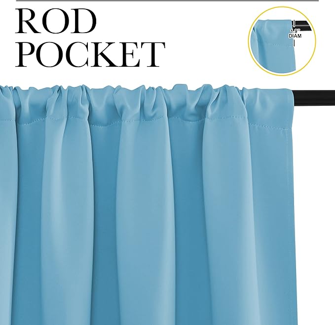 NICETOWN Kitchen Curtains, Short Blackout Drapes, Teal Blue, Thermal Insulated