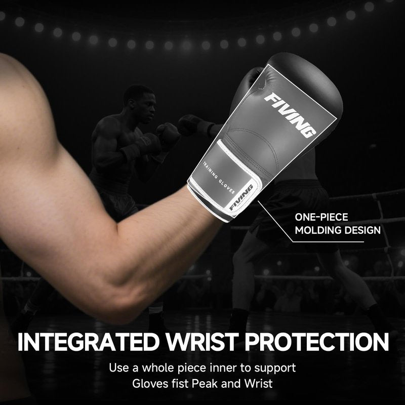 Boxing Gloves for Men and Women, Pro Training Sparring Muay Thai Gloves, Adults Heavy Punching Bag Gloves for Boxing Kickboxing Mixed Martial Arts MMA (Black-White, 10oz)