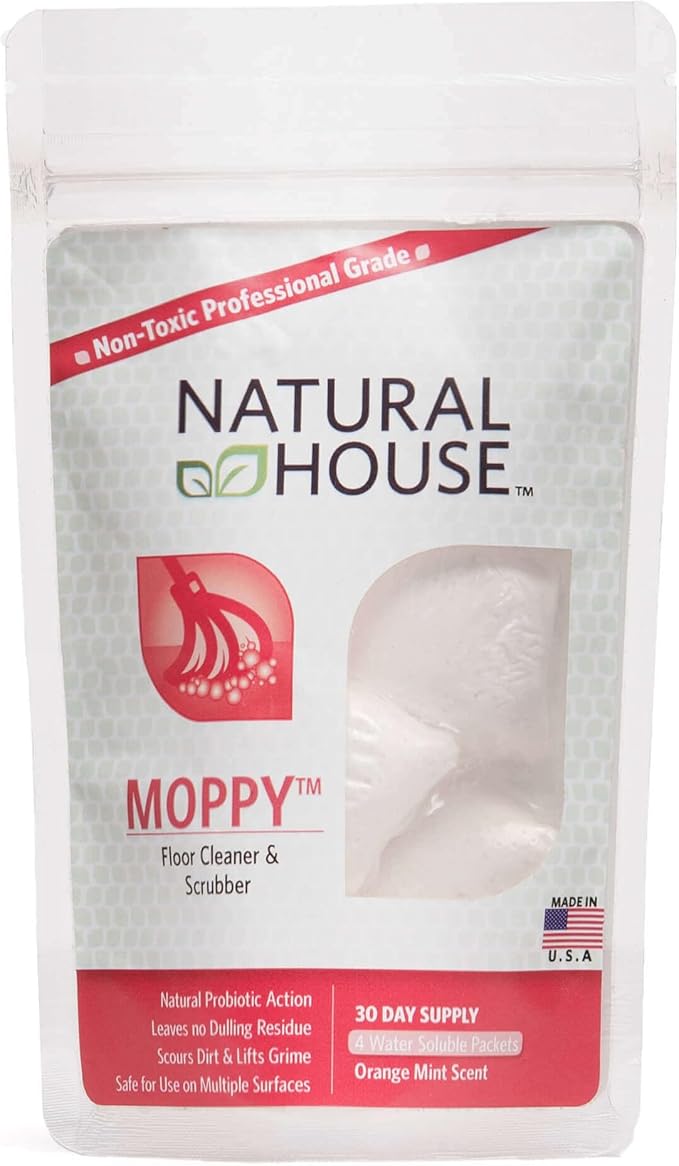 Natural House Moppy - Probiotic Floor Cleaner Pods - No Residue Formula - Multi-Surface Safe - Orange Mint Scent - 120 Count