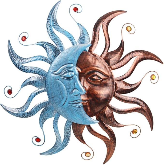 VEWOGARDEN Metal Sun and Moon Wall Decor, 28" Large Outdoor Wall Art for Living Room Bedroom Kitchen Farmhouse Patio Decorations