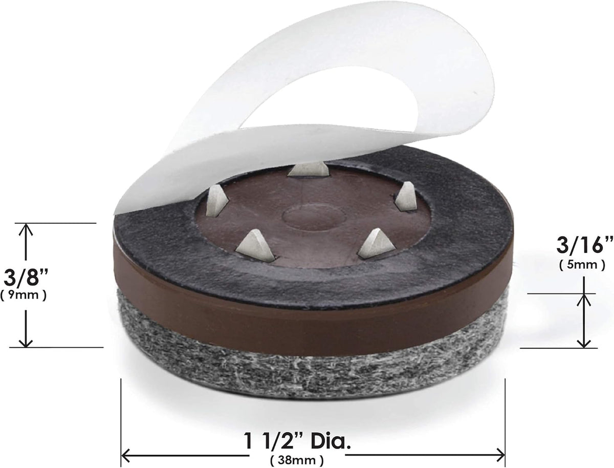 Slipstick GorillaFelt 1-1/2 Inch Felt Glides/Furniture Feet Floor Protectors (Set of 8 Sliders) Nail On Felt Furniture Pads Guaranteed to Stay On, Round, CB270-8