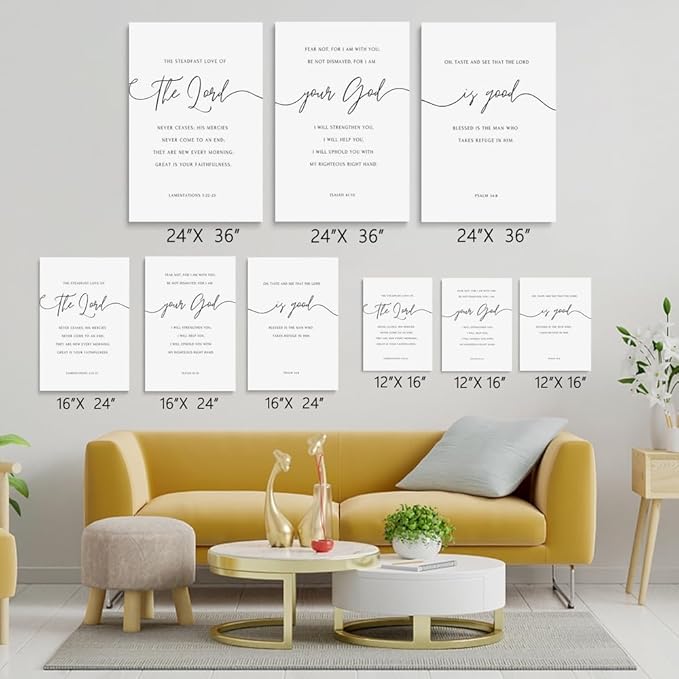 GUBIYU Christian Canvas Wall Art Set of 3, The Lord Your God is Good Wall Art