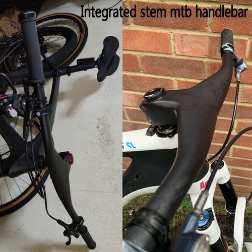 760 mm mtb riser carbon mountain bike handlebars riser bar integrated stem 1-1/8" Stem Angle -17 Degree 90mm Ultra-light integrated handlebar
