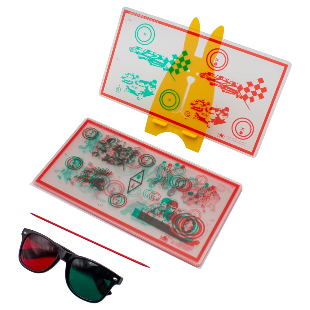 Red/Green Fixed Tranaglyph Vision Therapy Convergence Insufficiency Eye Training Device Stereo Training Cards Visual Correction (A)