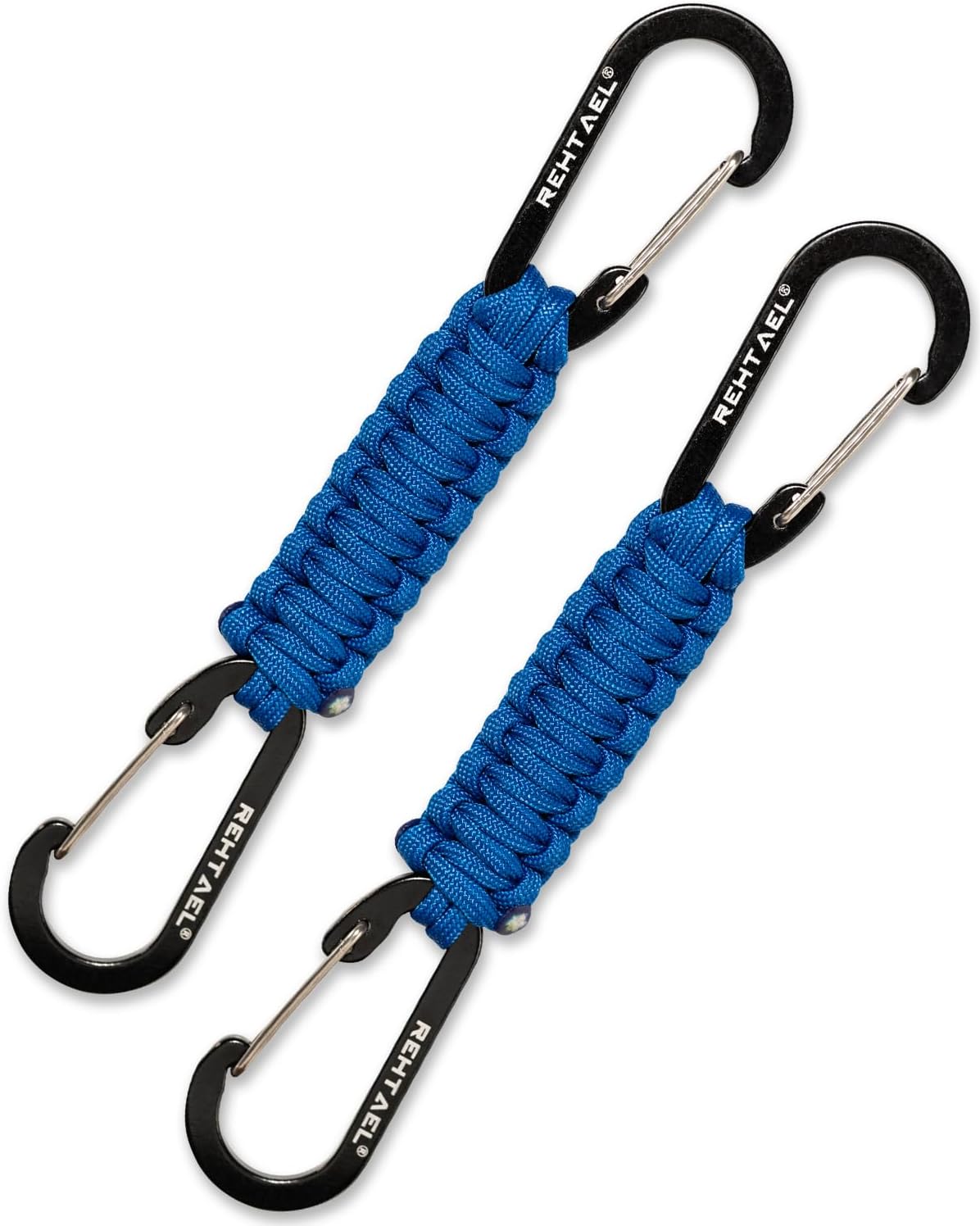 Paracord Braided Keychain Lanyard - Durable Carabiner Strap with 2 Clips for Water Bottles & Backpacks