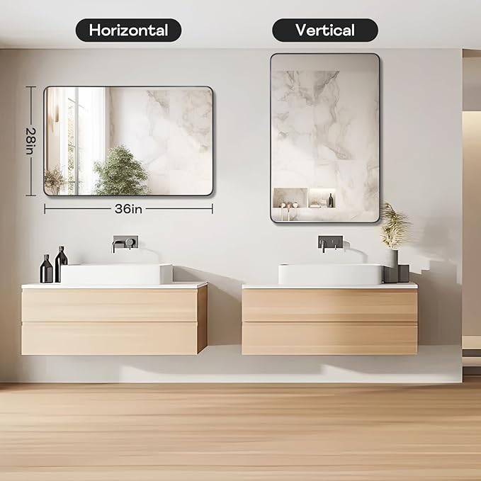 Black Metal Framed Bathroom Mirror