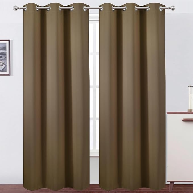 LEMOMO Brown Thermal Blackout Curtains/38 x 84 Inch/Set of 2 Panels Room