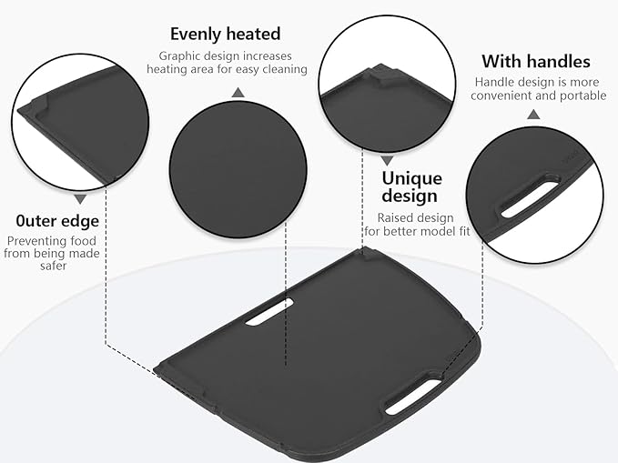 Cast Iron Reversible Griddle for Napoleon Gas Grill All TravelQ 285 Series, for Napoleon Travelq 285 Accessories Pro285x, PRO285X-BK, PRO285, PRO285-BK, TQ285X, TQ285X-1, TQ285X-BL, Non-Stick