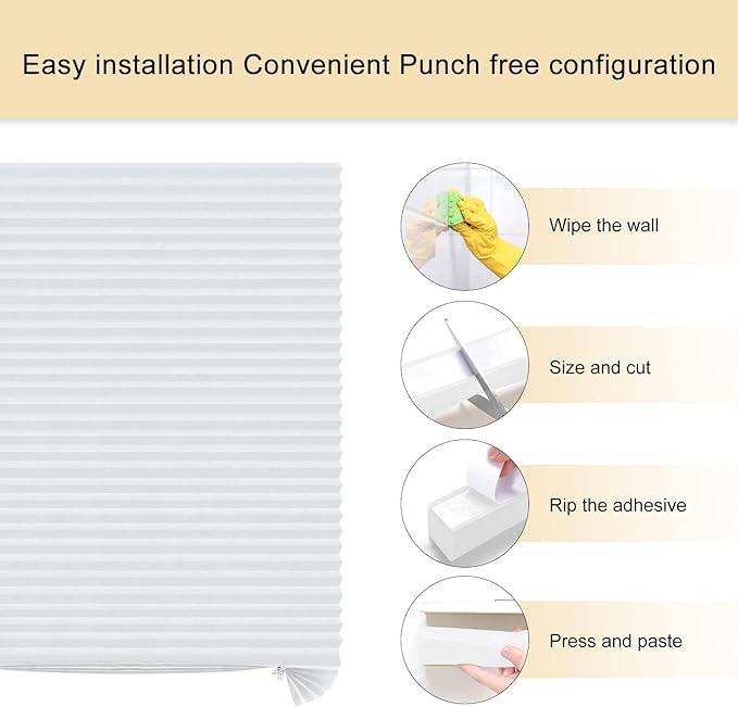 Window Blinds Cordless No Drill Cut to Size Clip On Stick On Self Adhesive
